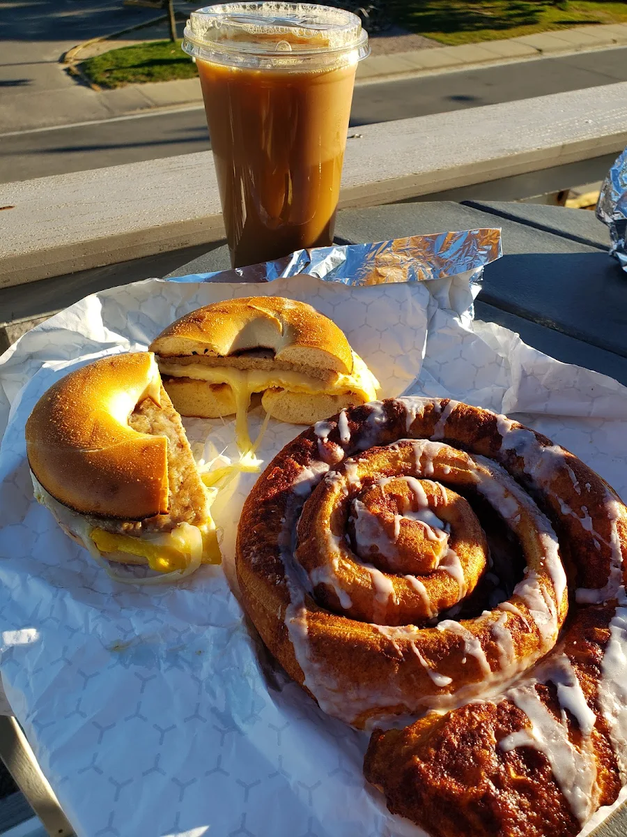 Sausage Egg & Cheese and Cinnamon Roll