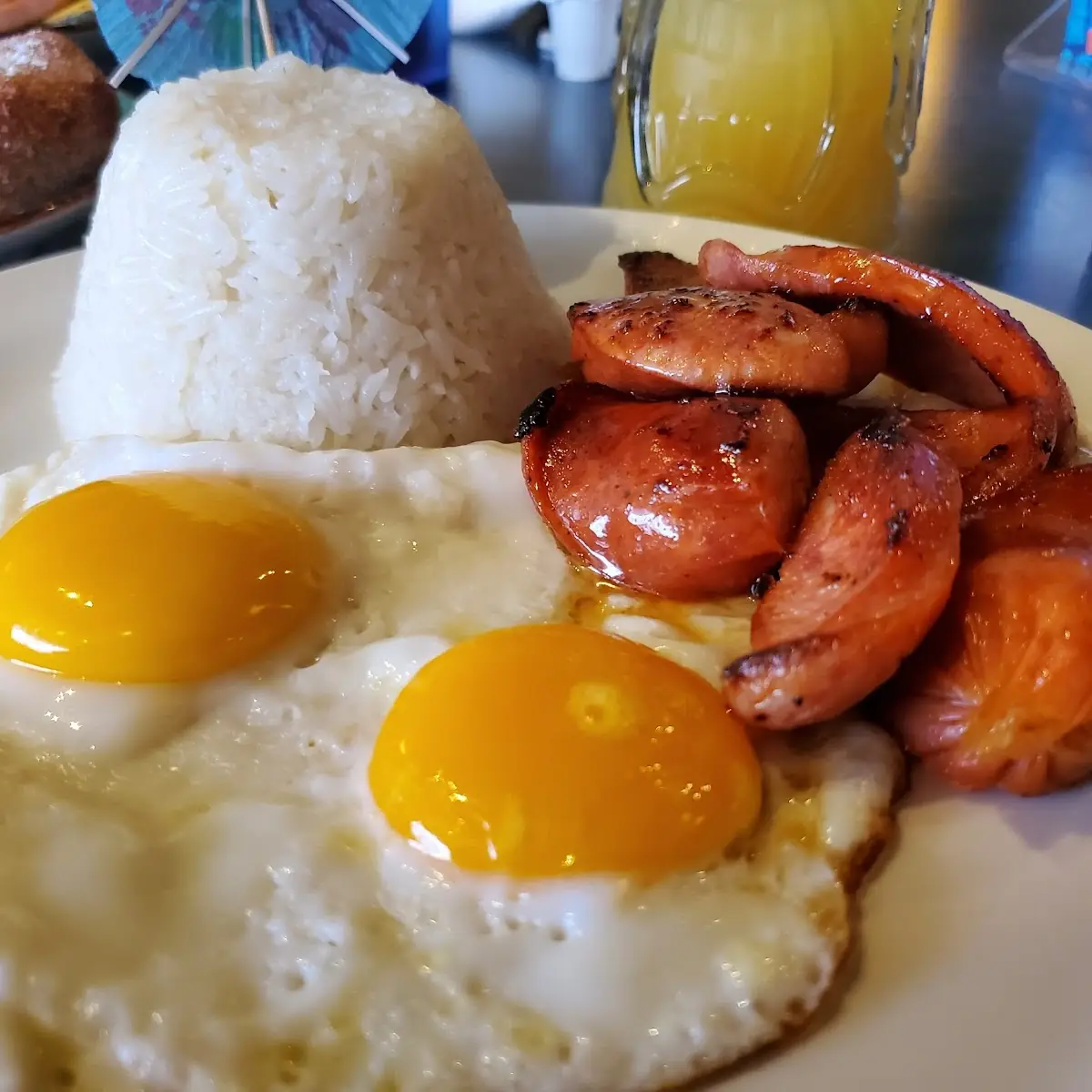 Eggs Smoked Sausage and Rice Hawaiian