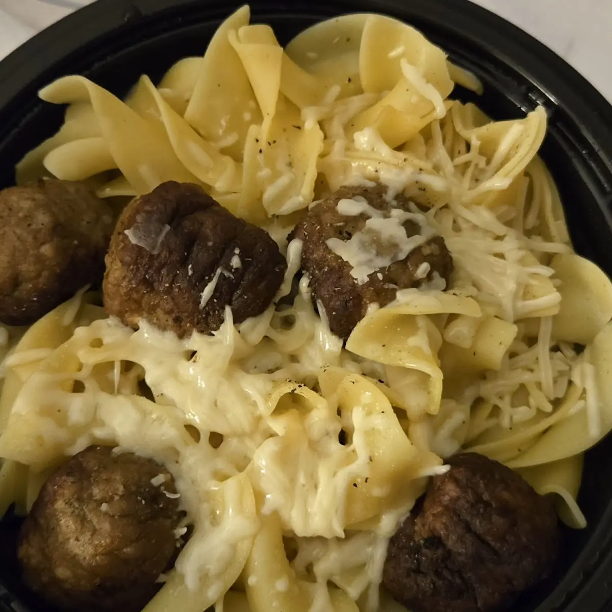 Buttered Noodles with Meatballs
