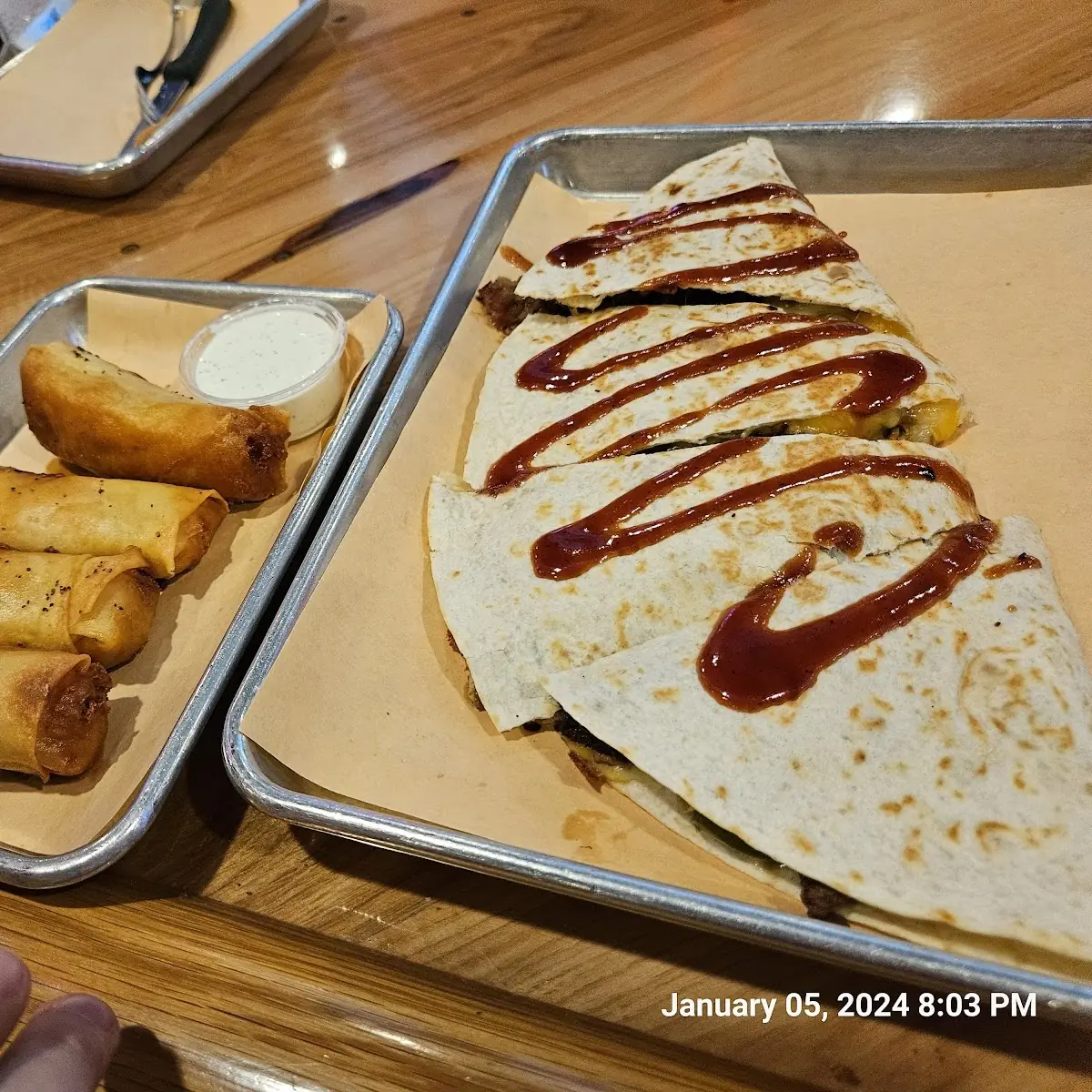 Buffalo Chicken Spring Roll and Quesadilla