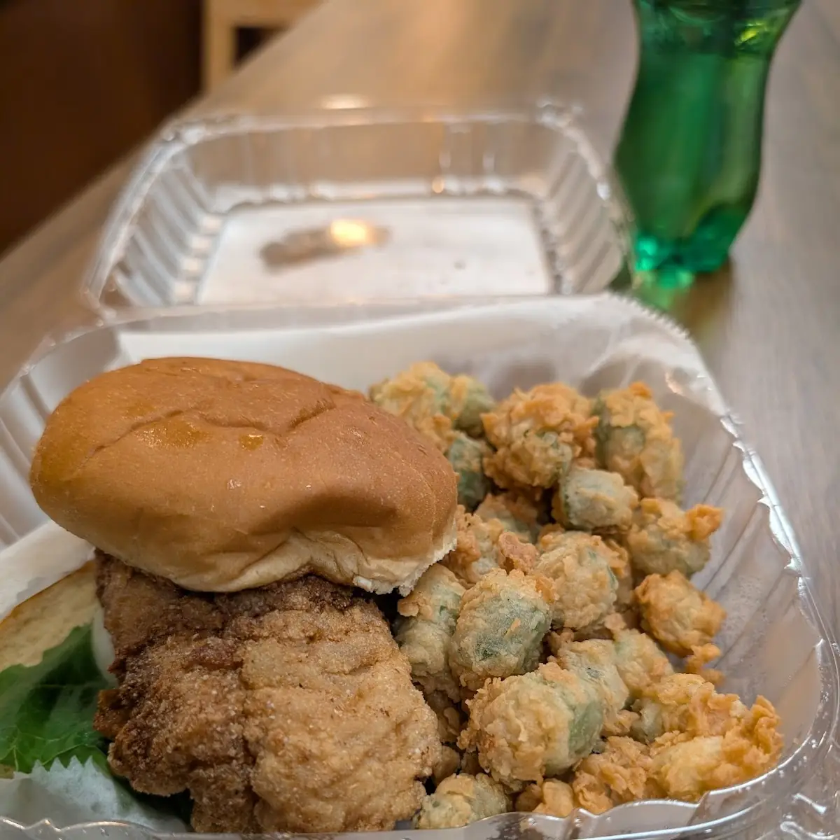 Whiting Fish Sandwich and Okra