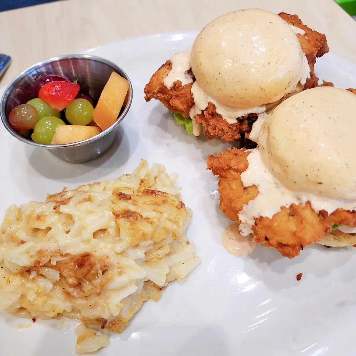 Eggs Benedict with Salmon and Hash Brown
