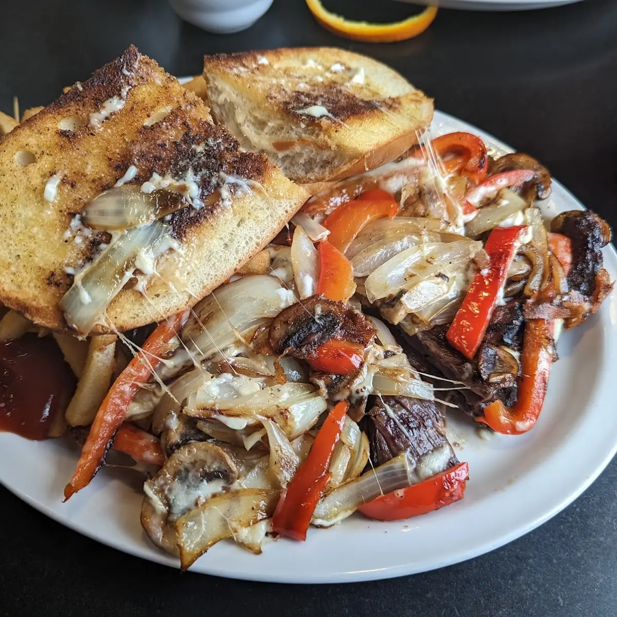 Steak Sandwich Cut and Open