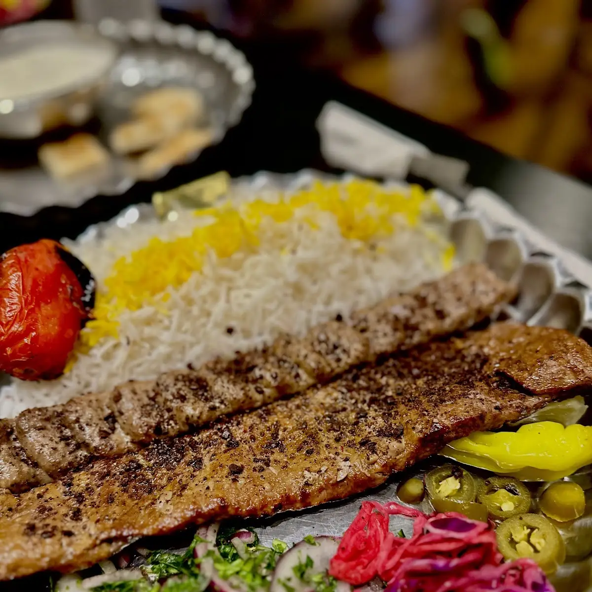 Ground Meat Kabob and Rice