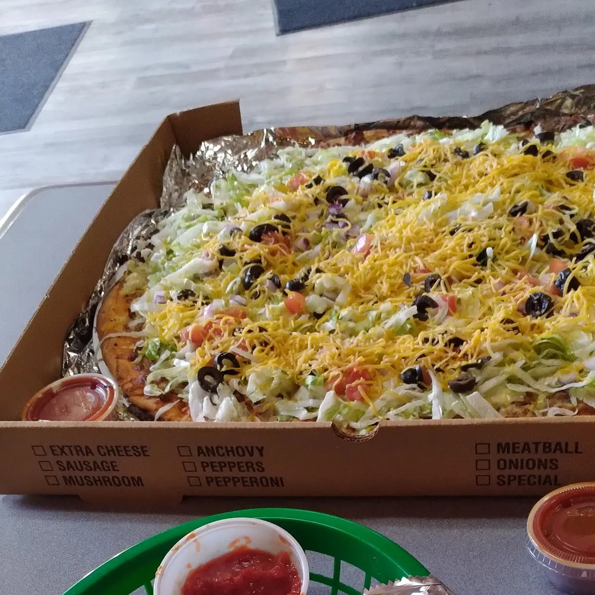 Taco Pizza and Cheesy Bread