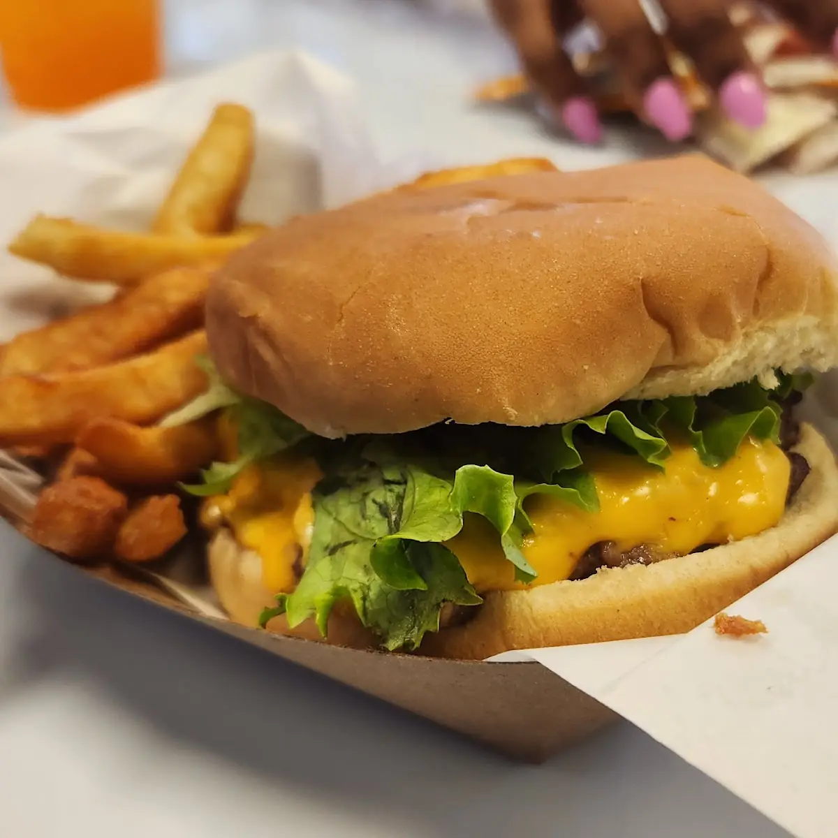 Cheeseburger French Fries and Small Drink