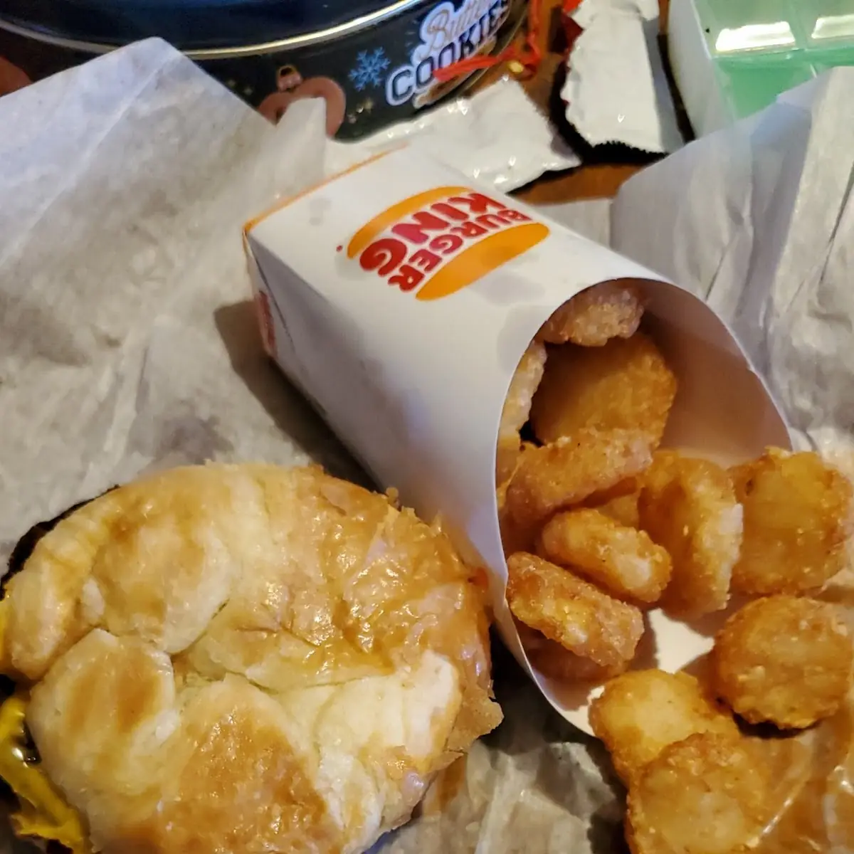 Breakfast Sandwich with Tots