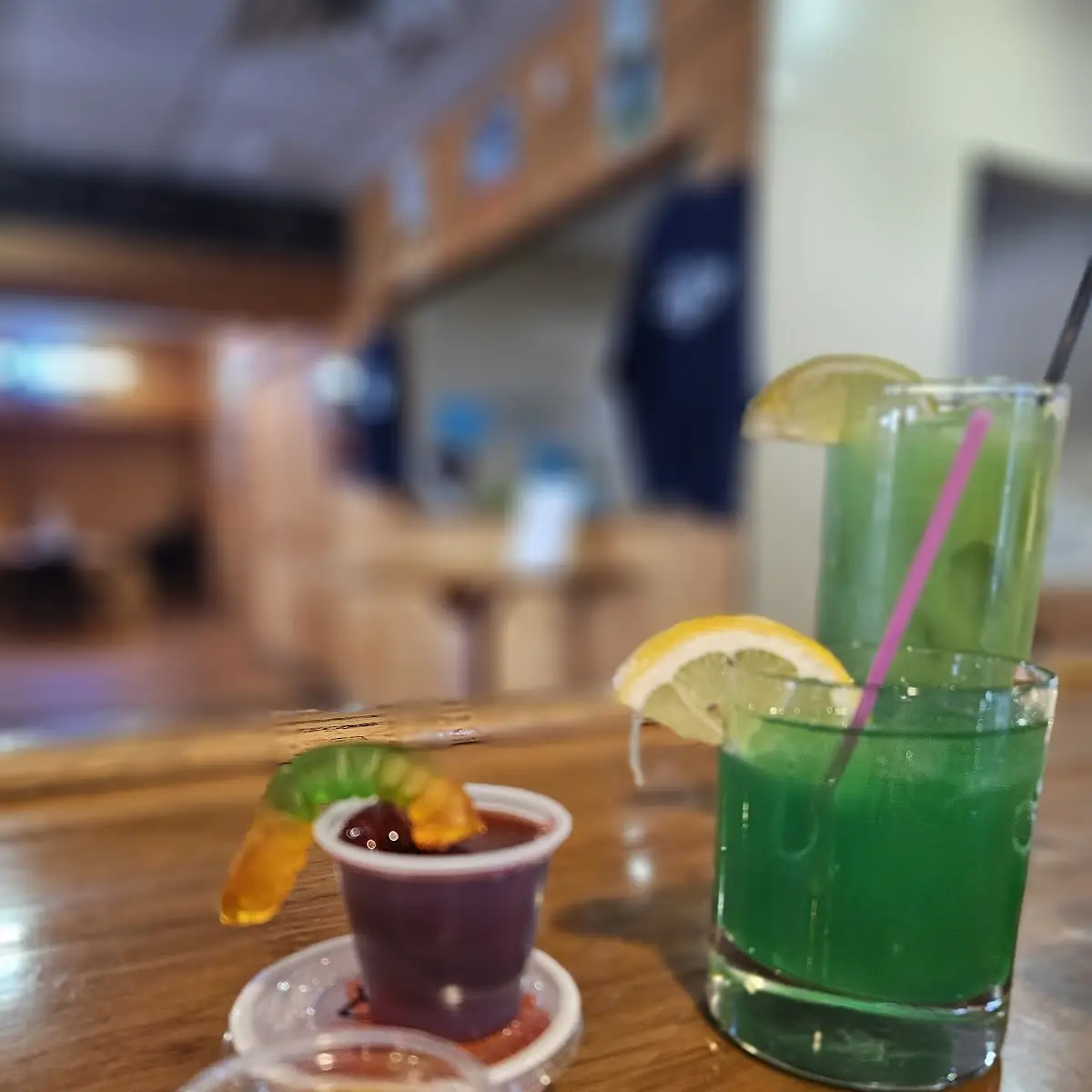 Electric Frog and Slimy Frog Drinks Jello Shots
