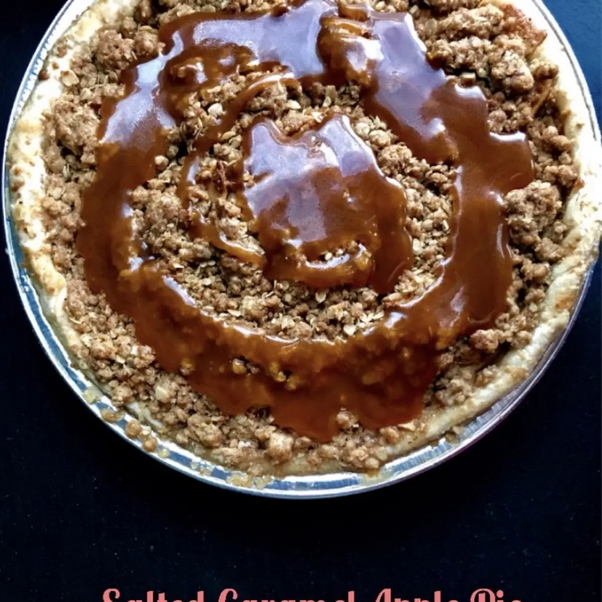 Frozen Salted Caramel Apple Crumble Pie
