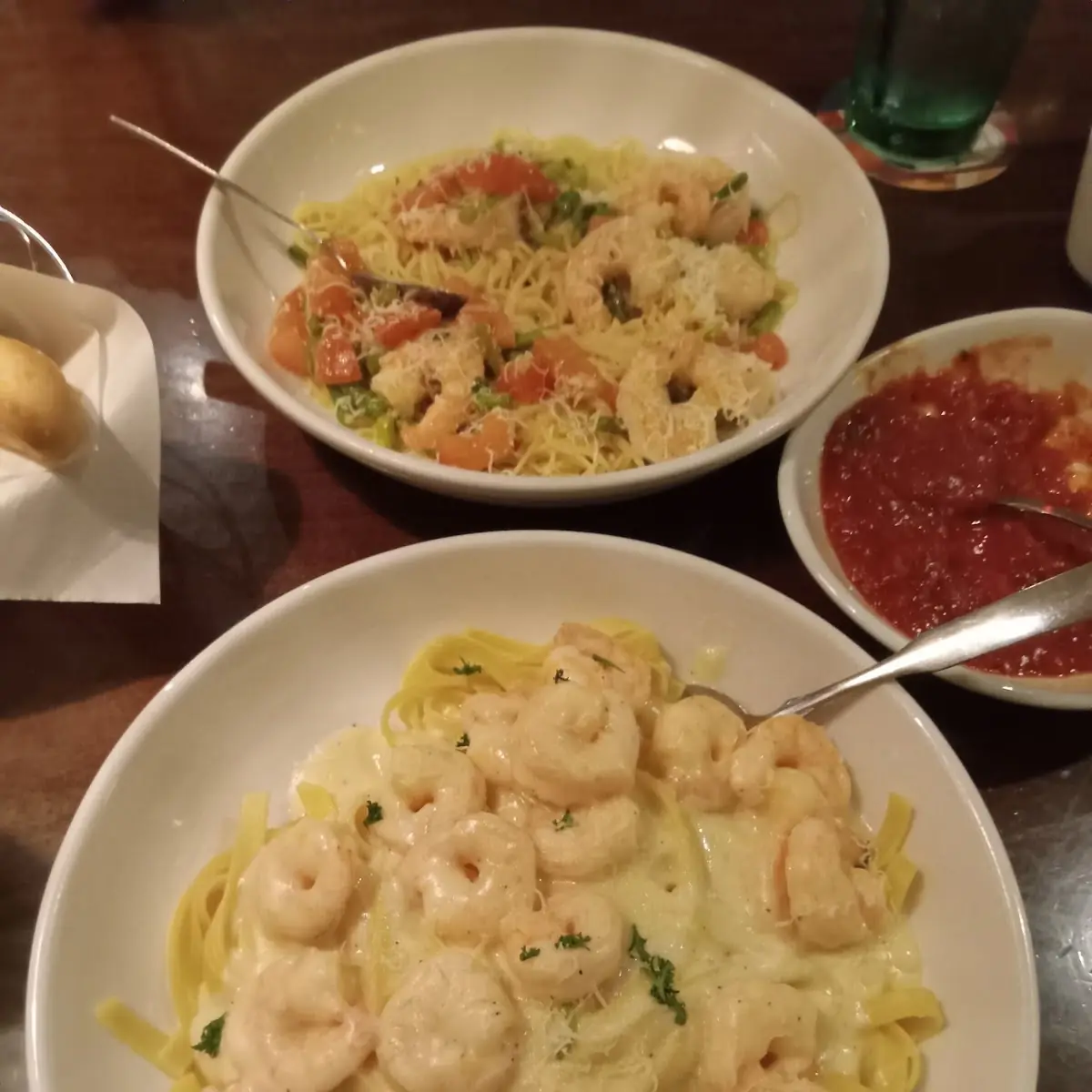 Shrimp Alfredo with Breadsticks