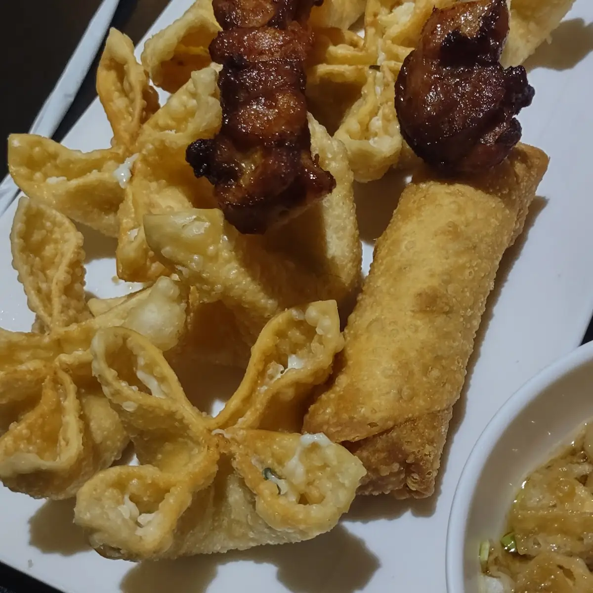 Crab Rangoon Chicken on a Stick Egg Roll