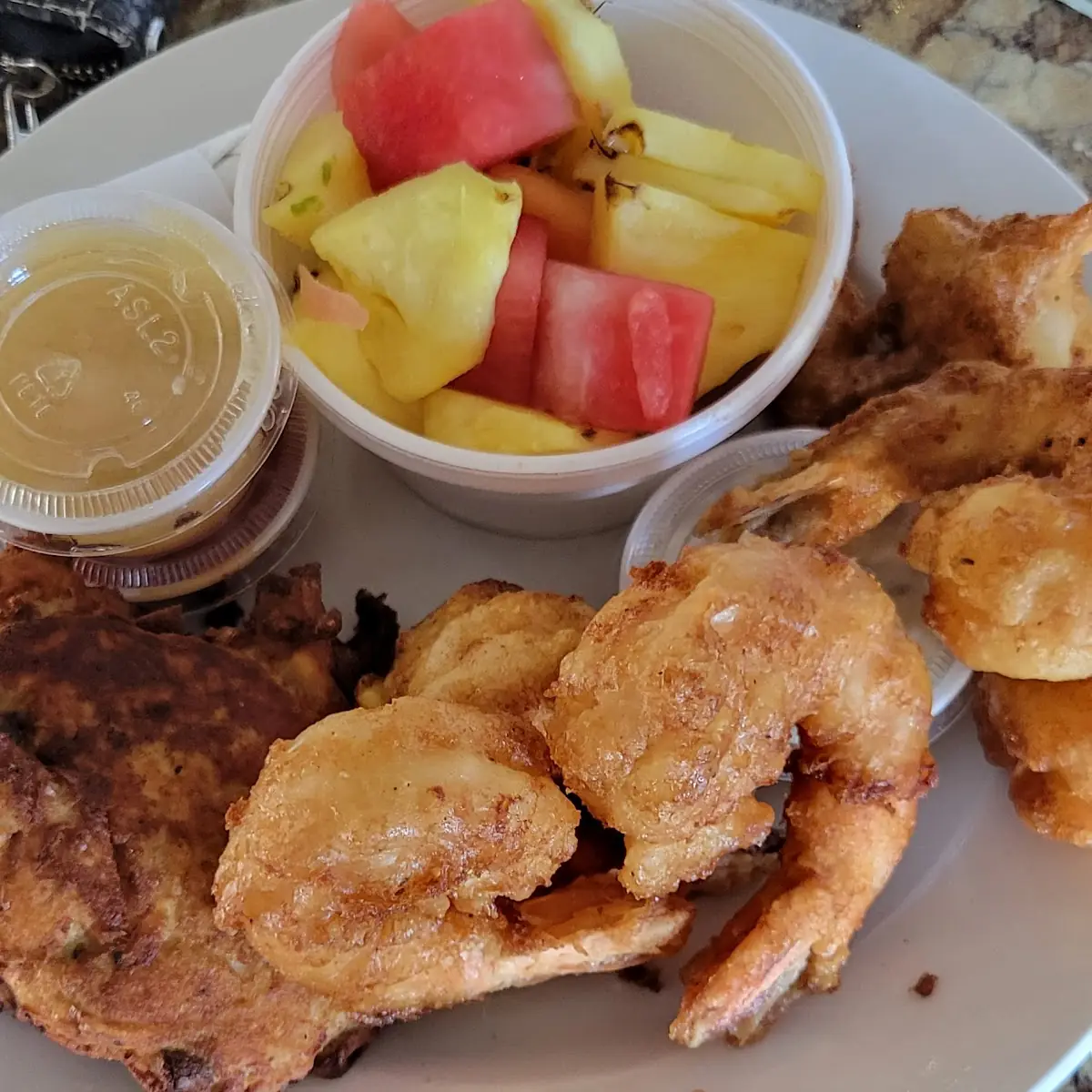 Battered Deep Fried Shrimp with Potato Pancakes
