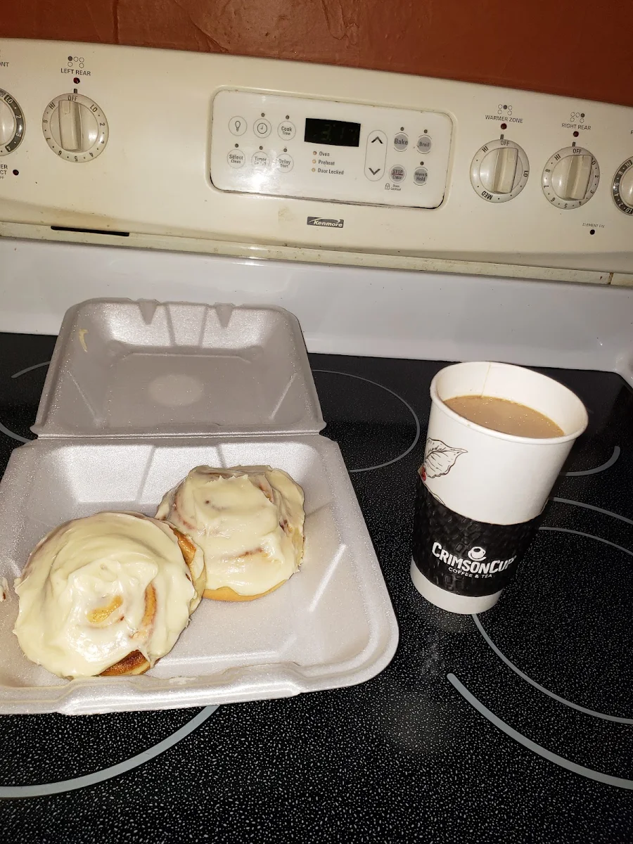 Cinnamon Roll and Extreme Carmel Specialty Coffee