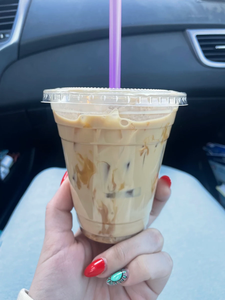 Iced Vanilla Latte with Caramel Drizzle