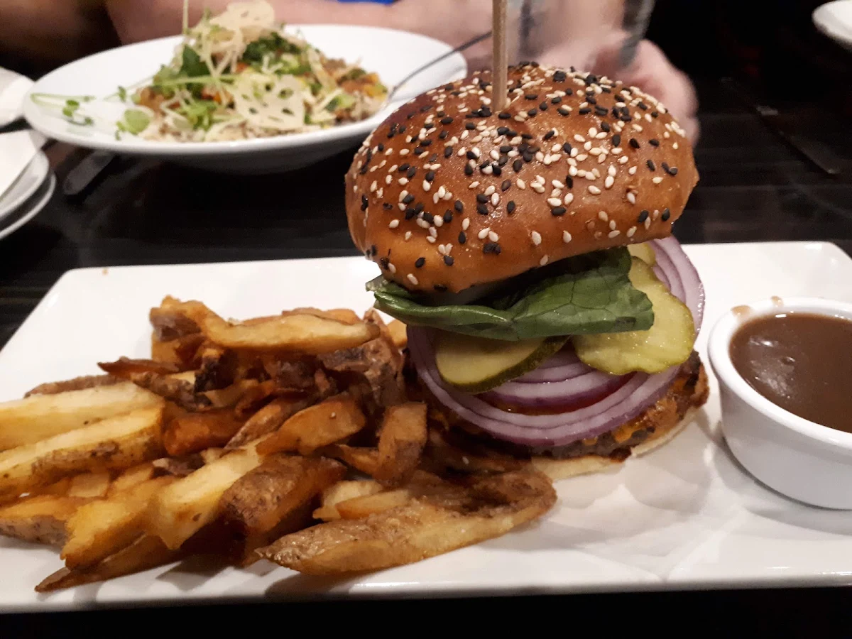 Bacon Cheeseburger with Fries and Gravy, The Field House Restaurant