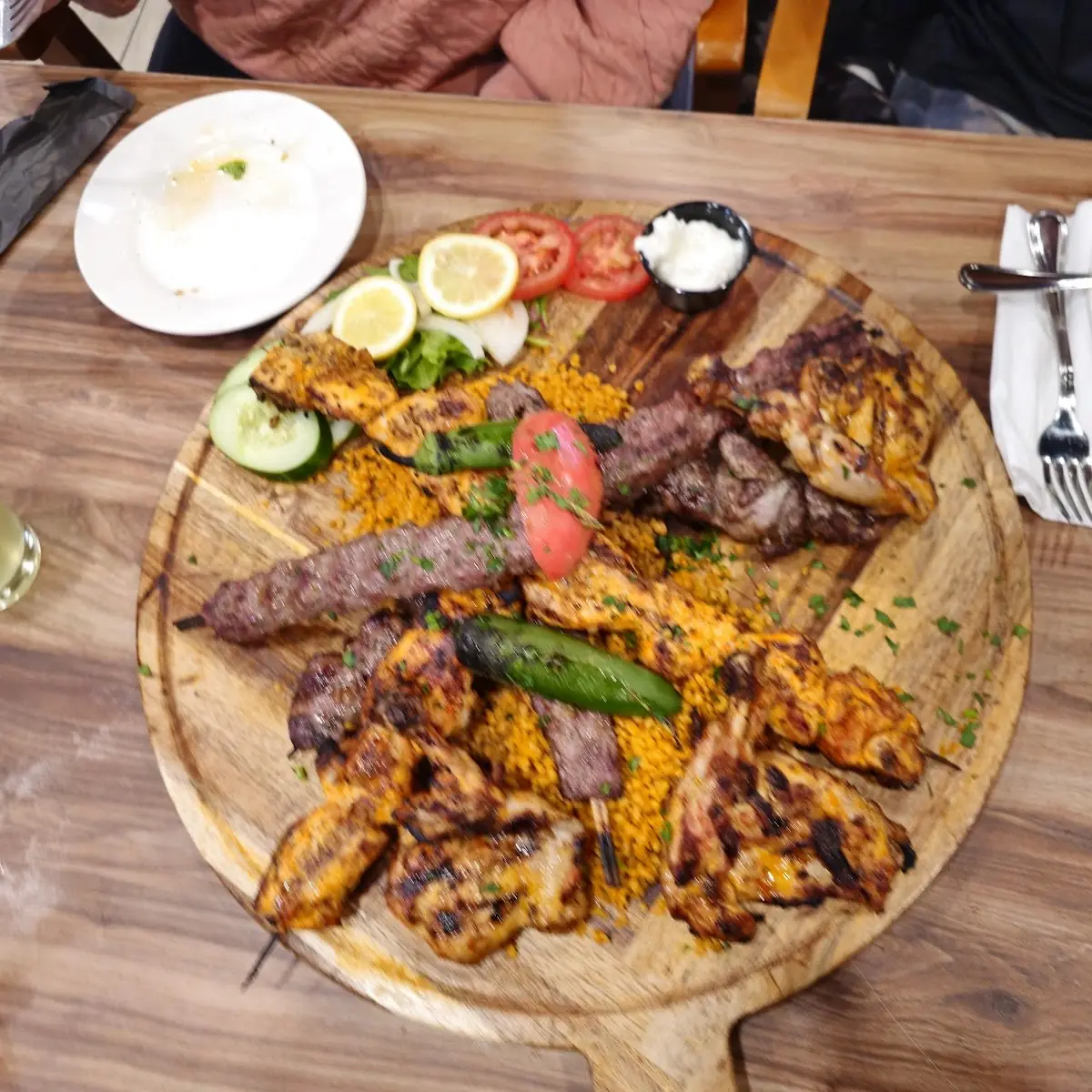 Grilled Kofta Skewers and Chicken Platter