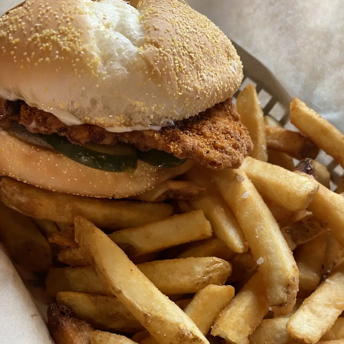 Chicken Sandwich and Fries