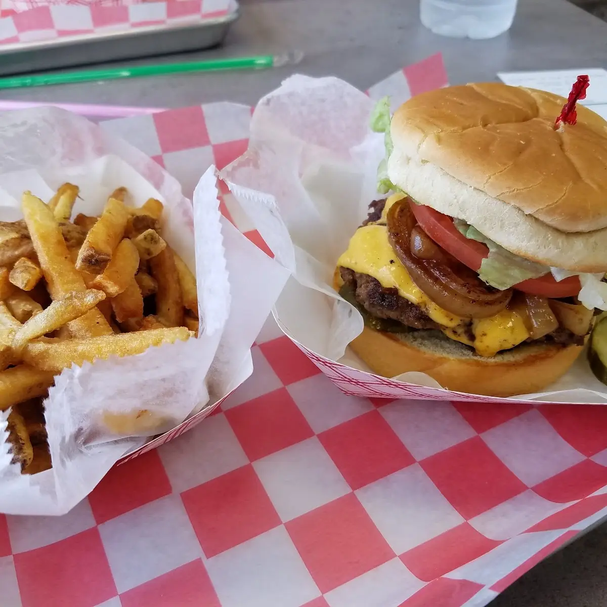 Cheese Burger and Fries