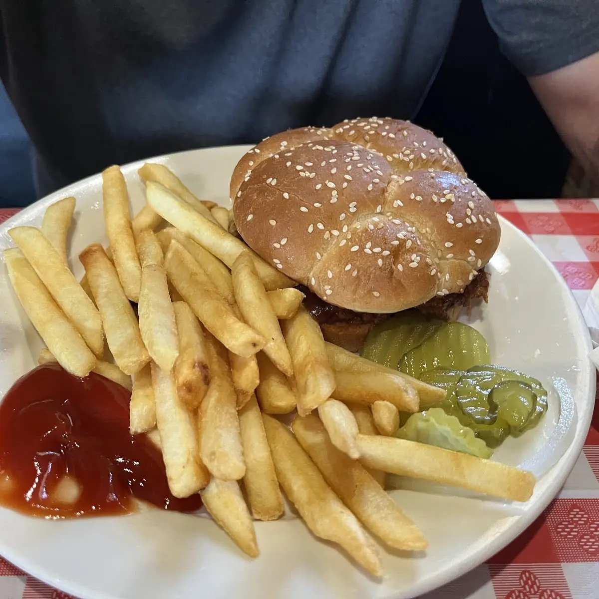 BBQ Sandwich and Fries