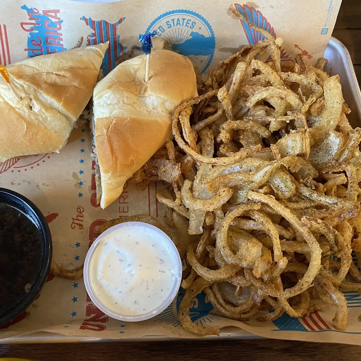 French Dip and Onion Strings