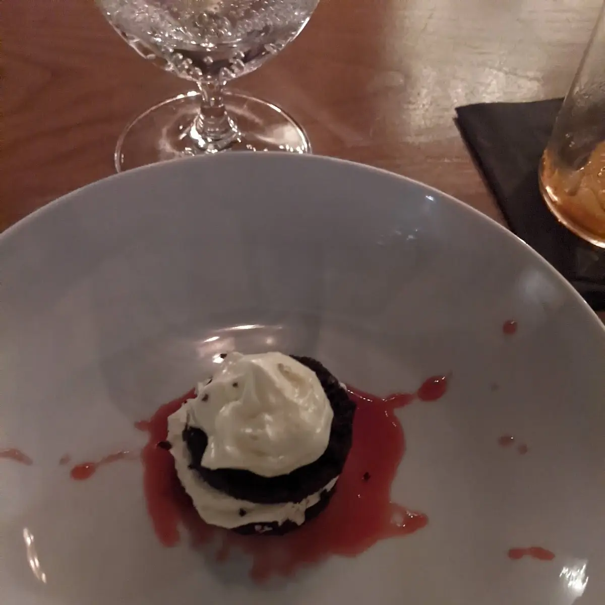 Dark Chocolate Bouchon White Chocolate Buttercream Raspberry Coulis