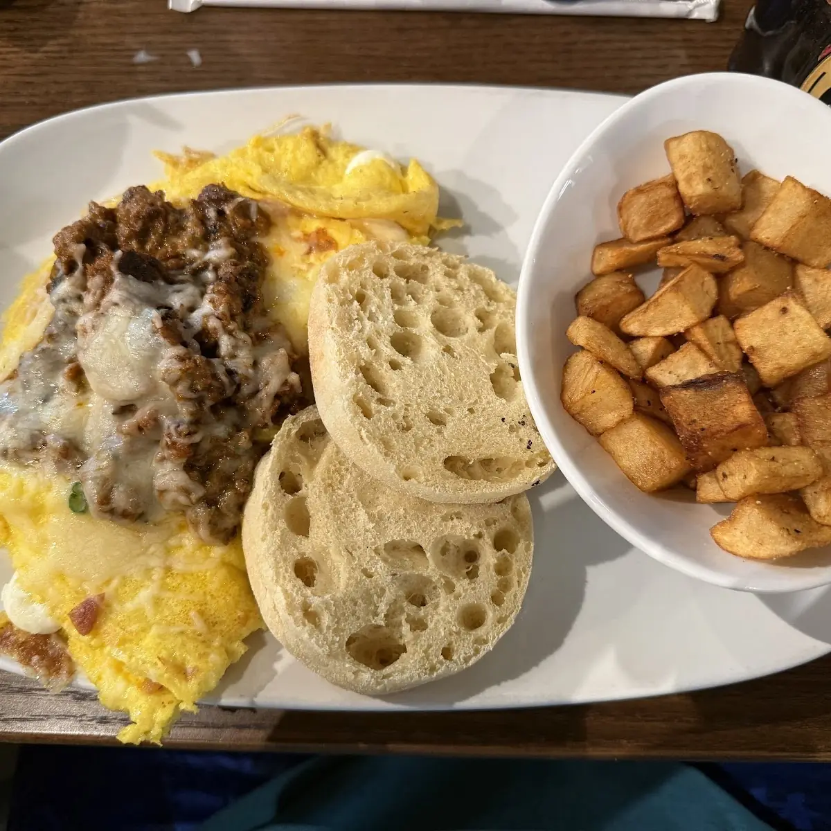 Mushroom and Cheese Omelet with Potatoes