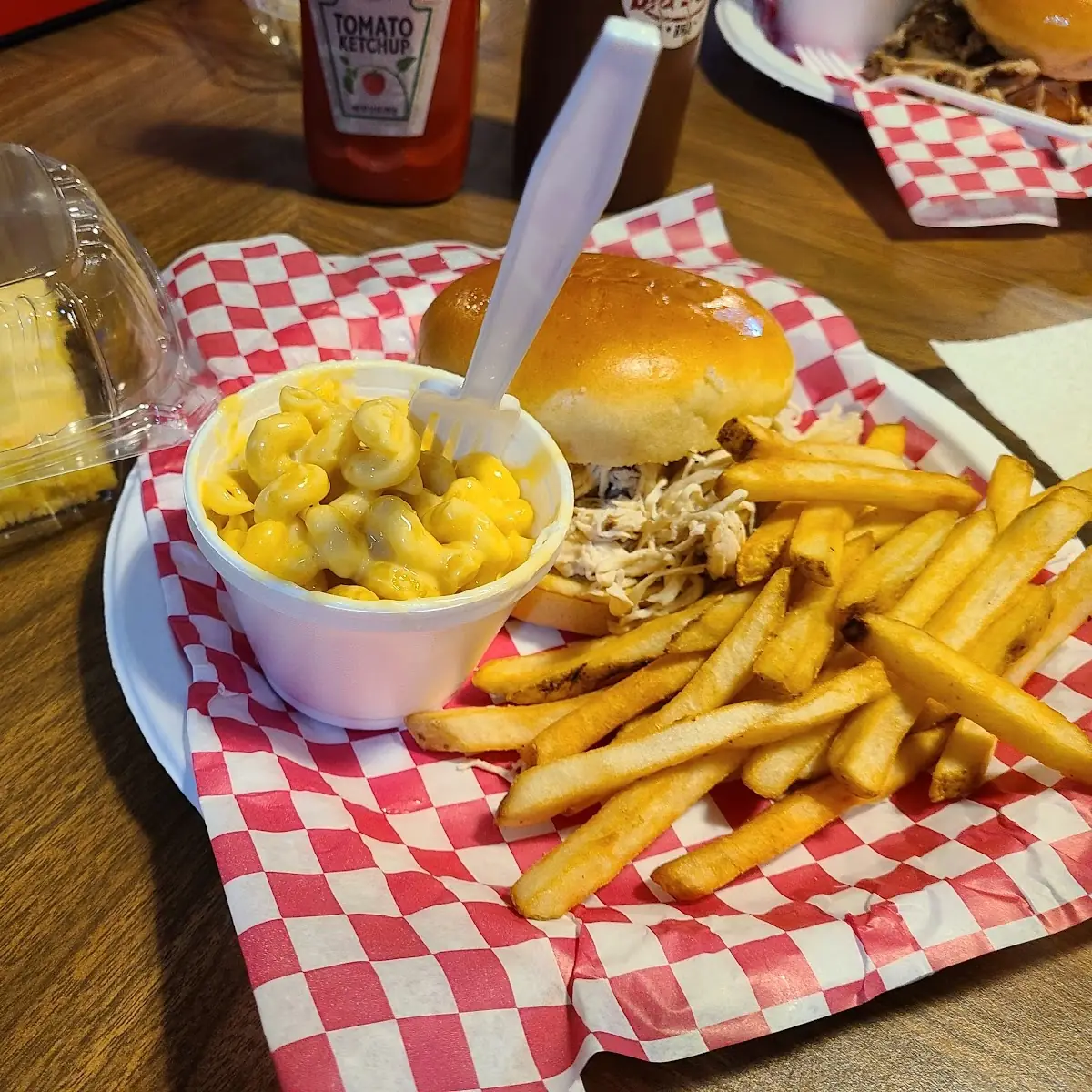 Mac N Cheese Pulled Chicken Sandwich Bread Pudding