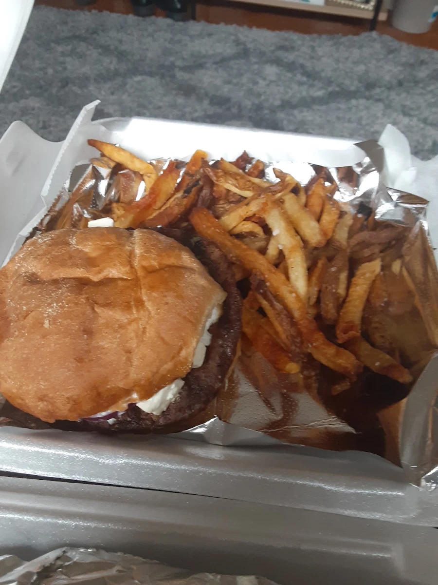 Greek Burger with Fries