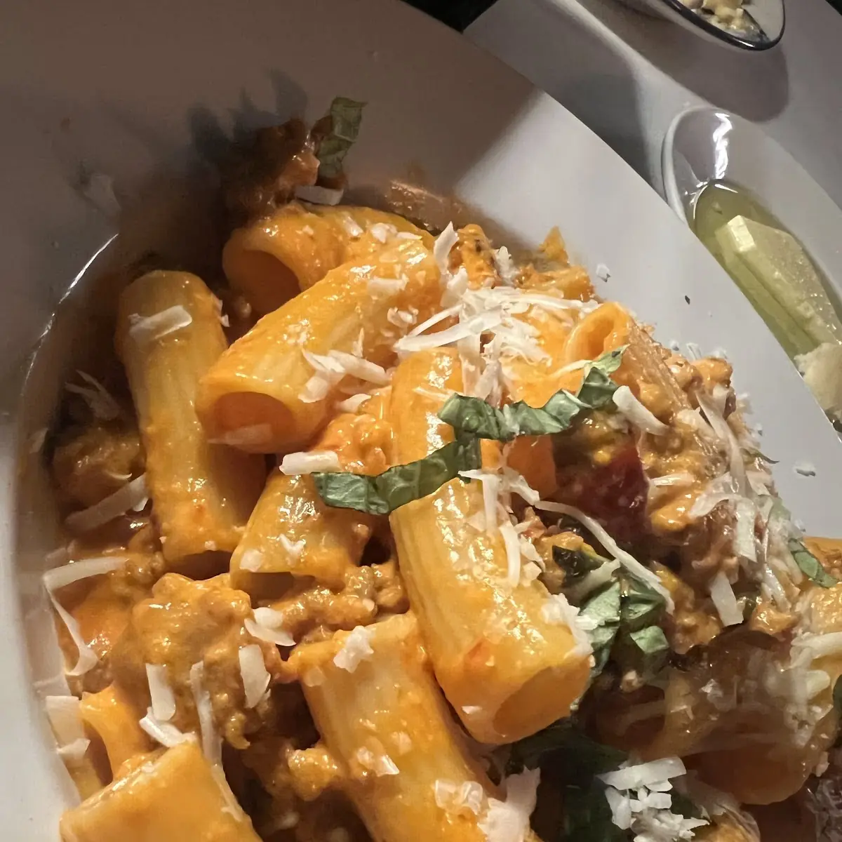 Rigatoni Spicy Vodka Pasta with Meat Sauce