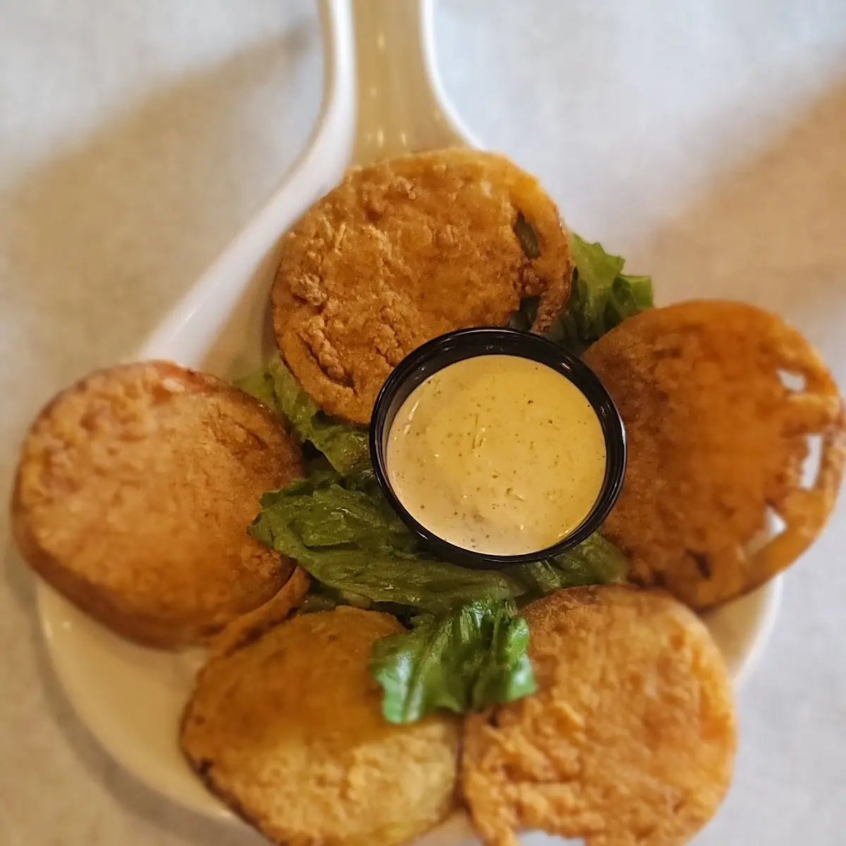Fried Green Tomatoes w Crawfish Sauce