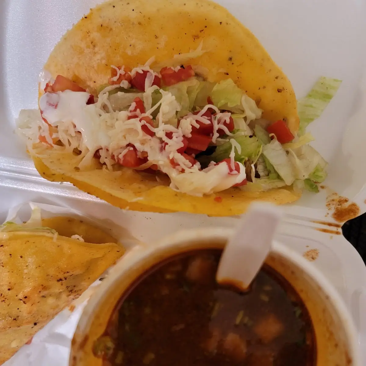 Crispy Chicken Taco with Consume