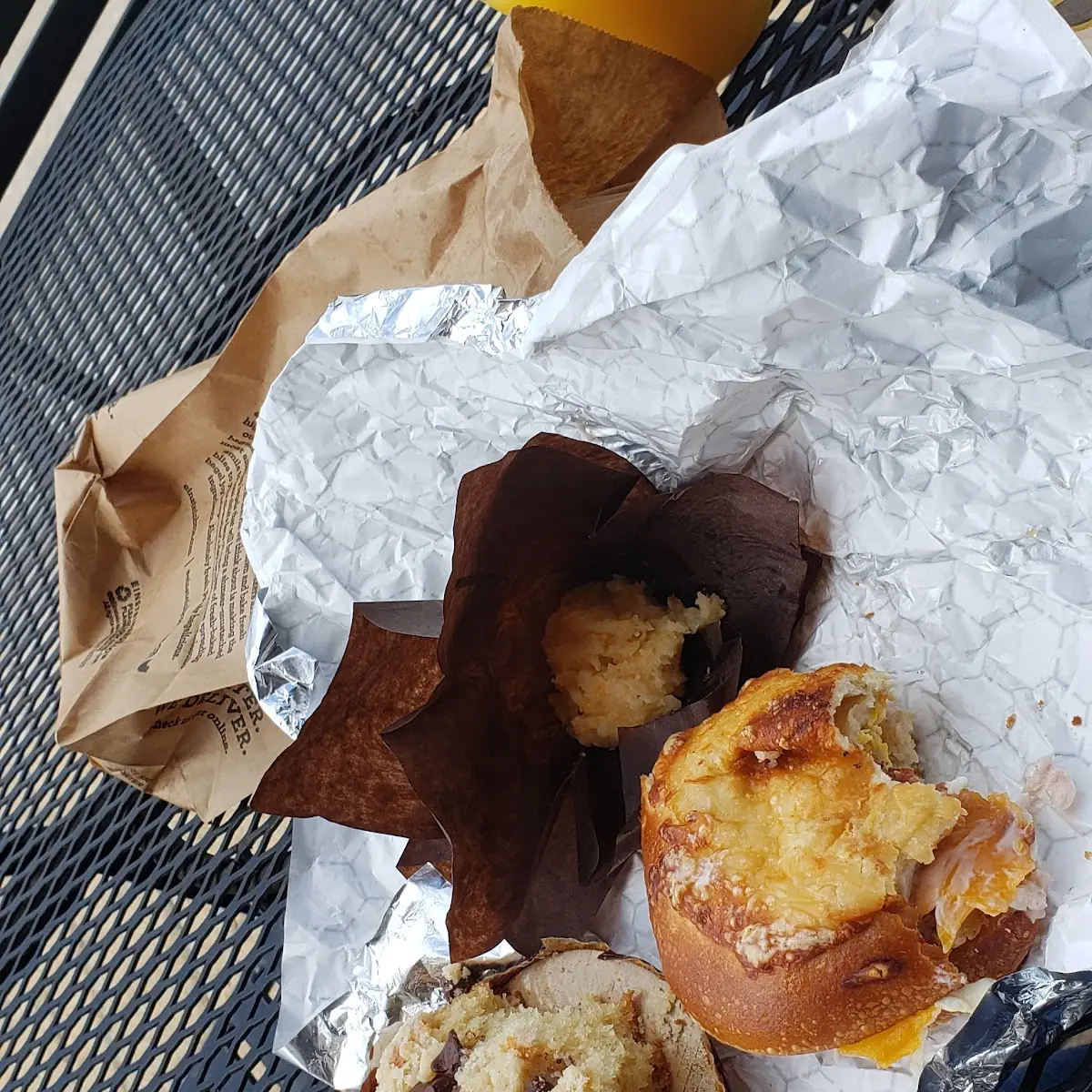 Cheese Bagel with Bacon Egg and Cheese and Strawberry Shmear