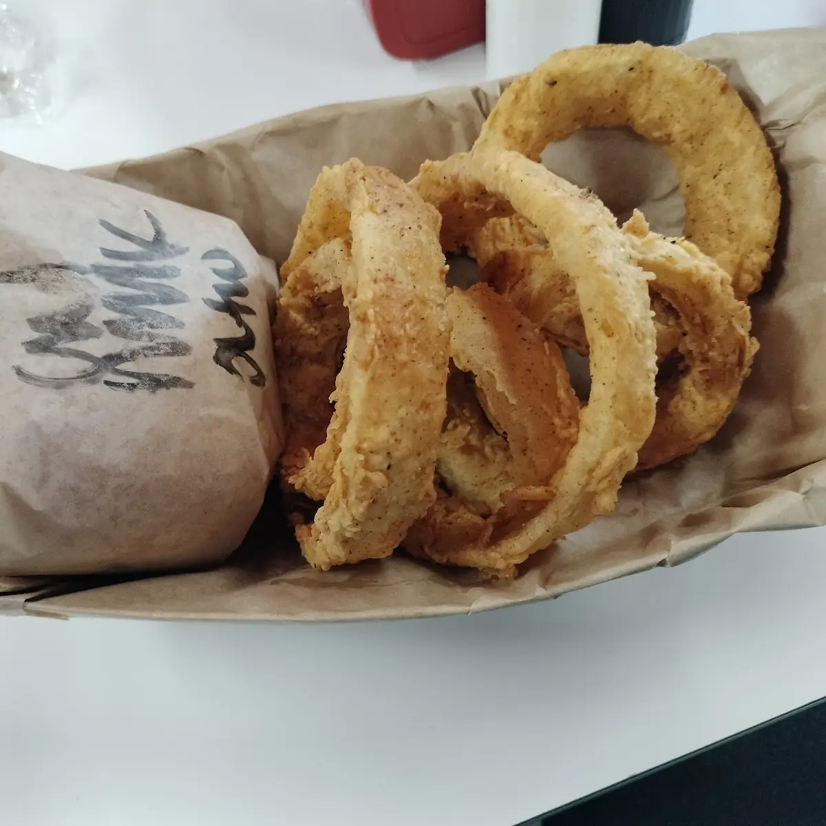 Onion Rings and Cheese Burger