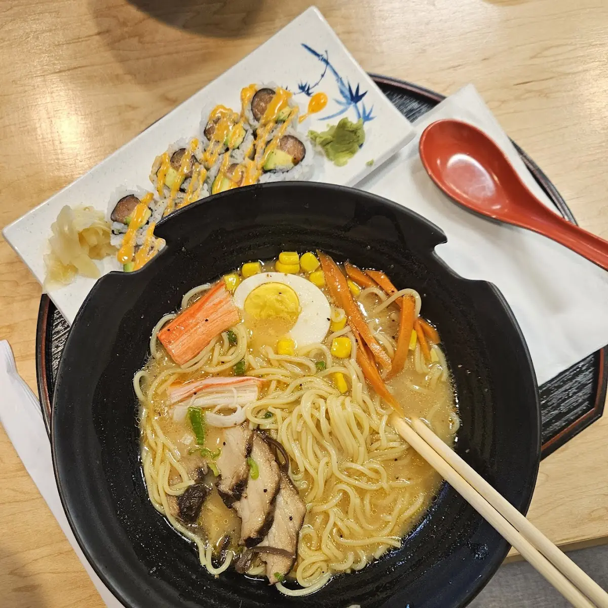 Spicy Salmon Roll Tonkotsu Ramen