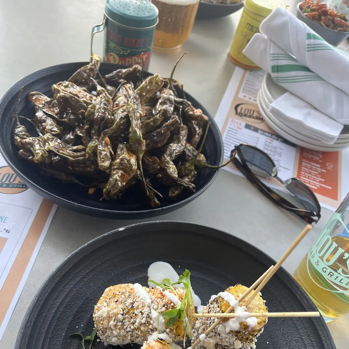 Shishito Peppers and Elote Corn