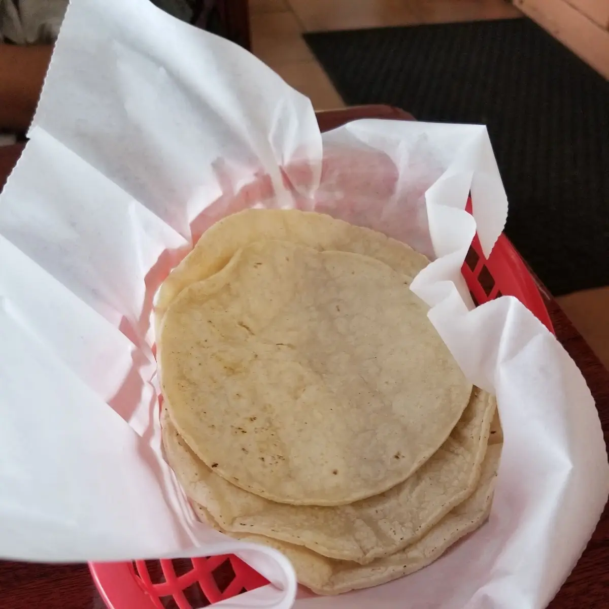 A Flour Tortilla Shell Topped with Beans