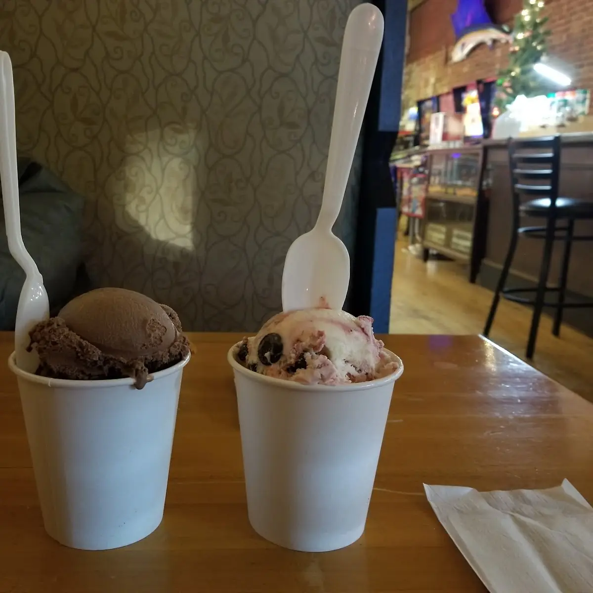 Chocolate Peanut Butter and White Chocolate and Raspberry Ice Cream