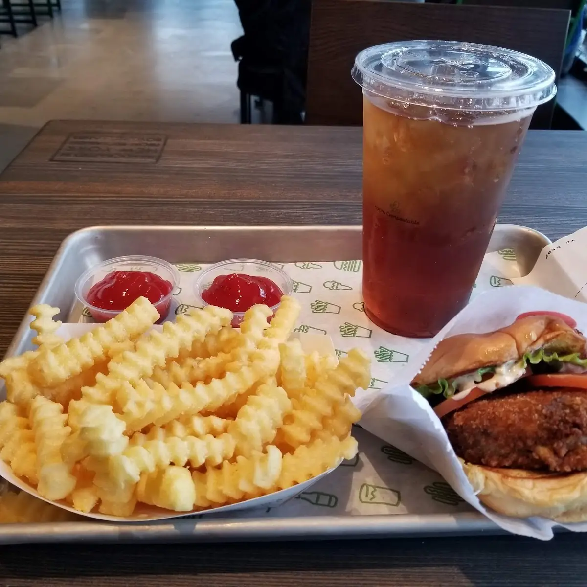 Mushroom Burger and Fries
