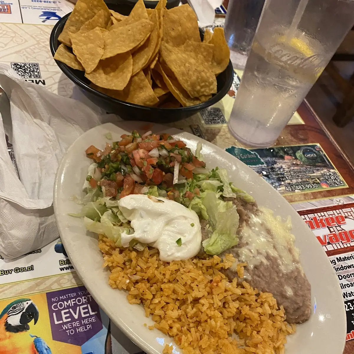 One Beef Taco Rice and Beans