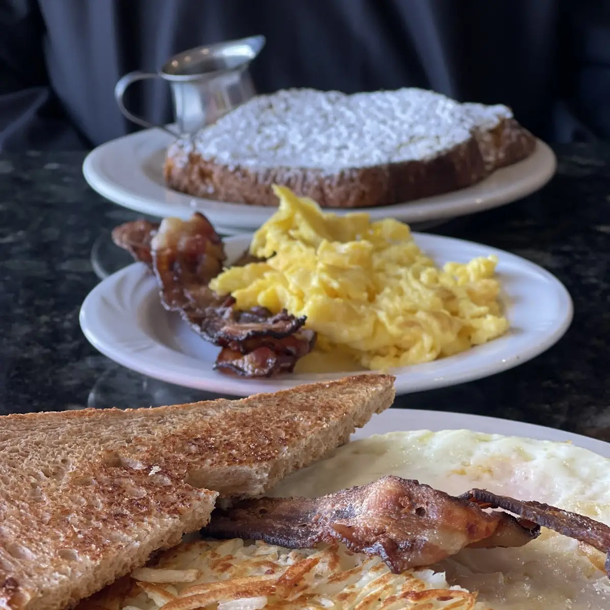 Biscuits & Country Gravy and Apple Cider Pancake Eggs and Hash Browns