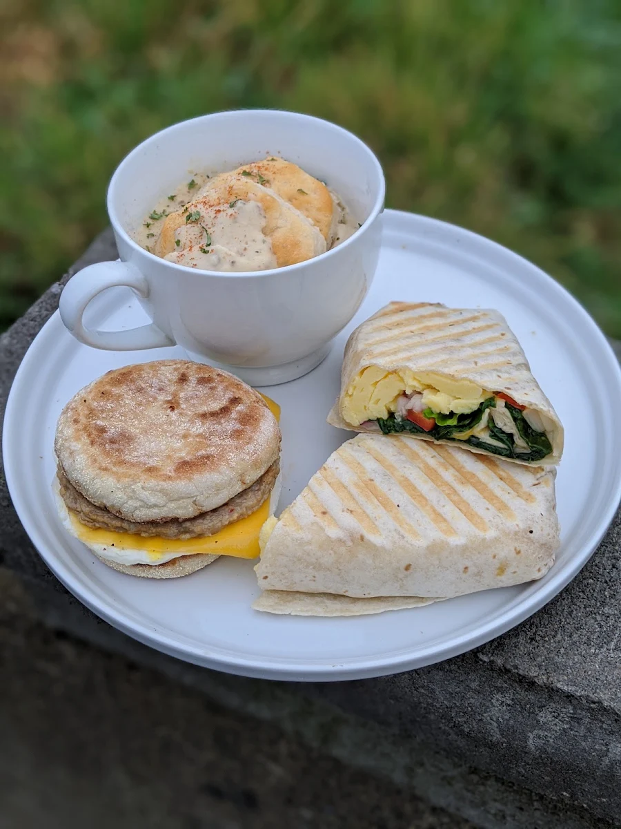 Biscuits and Gravy Breakfast Sandwich Breakfast Burrito