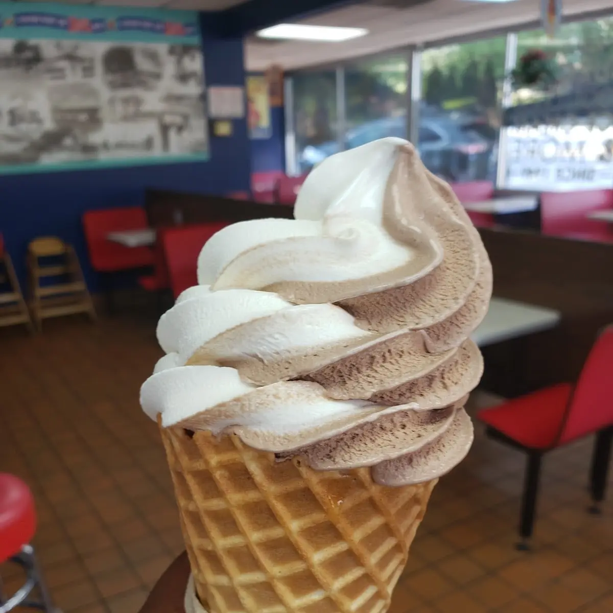 Chocolate Vanilla Swirl Waffle Cone
