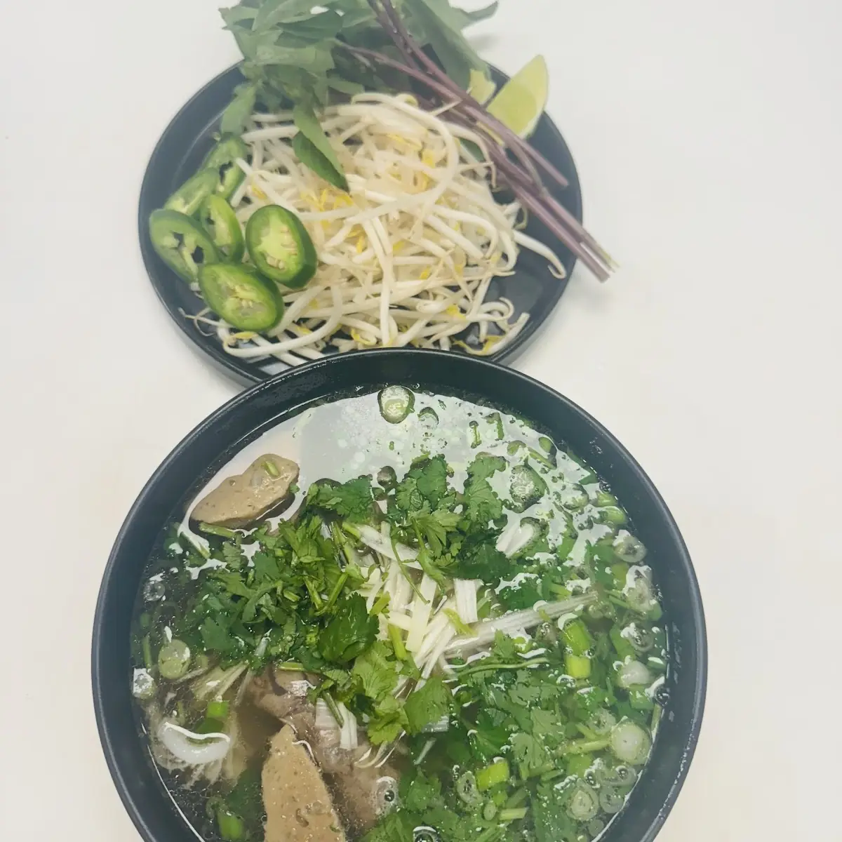Beef Noodle Soup with Bean Sprouts Lime