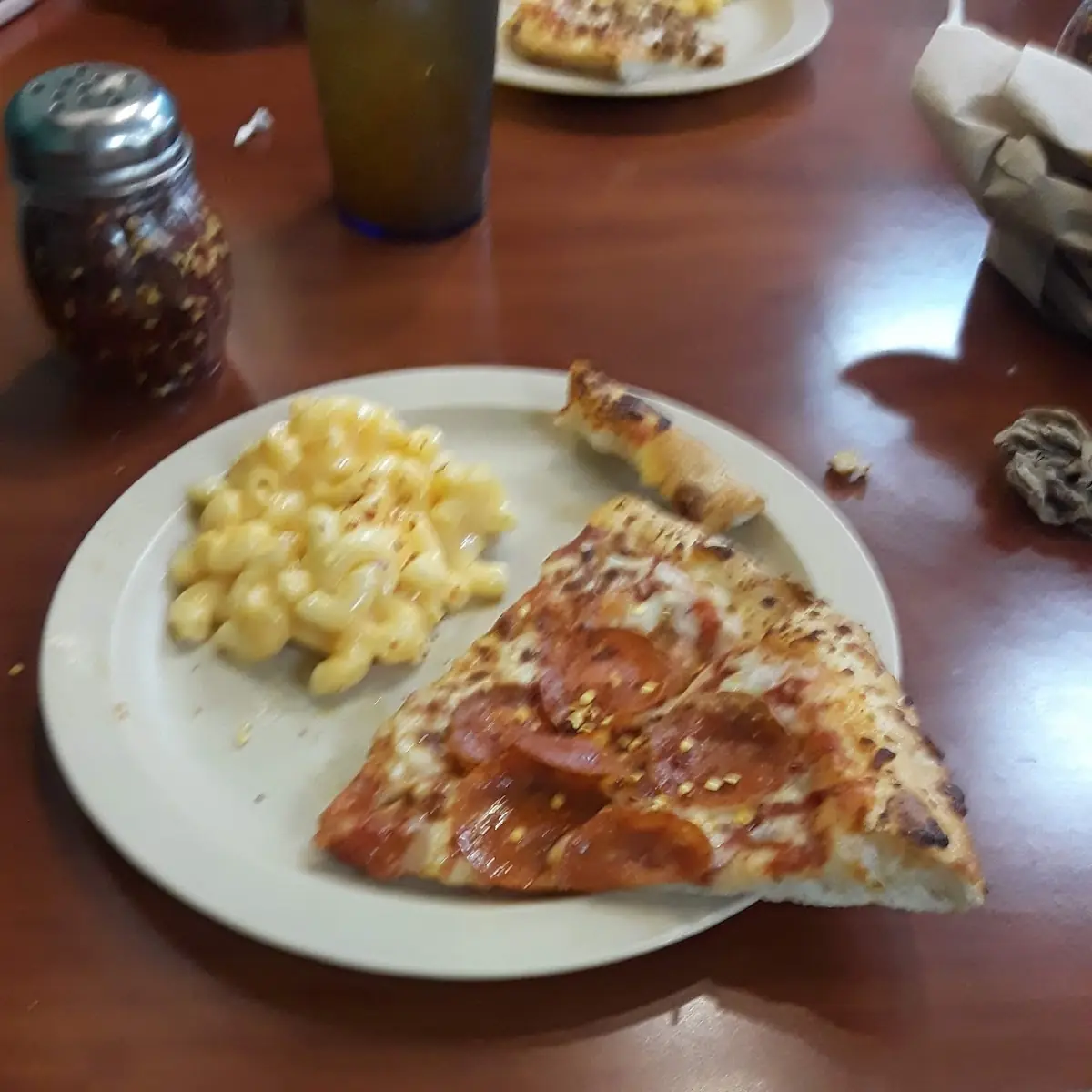 Sausage Pizza and Mac and Cheese