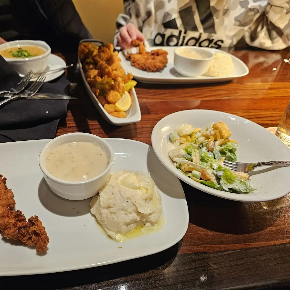 Chicken Fried Chicken and Mashed Potatoes and Gravy with Asparagus