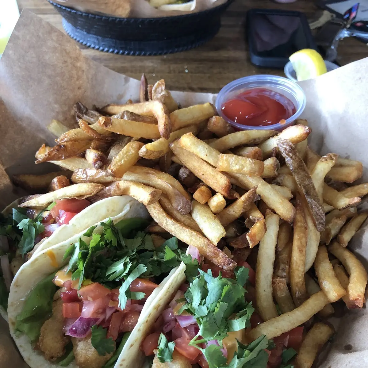 Fish Tacos with Fries