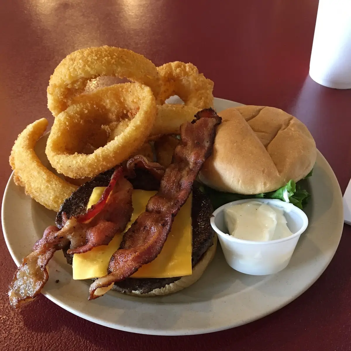 Bacon Cheeseburger with Onion Rings