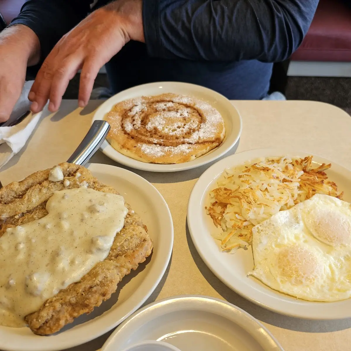 Country Fried Steak and Cinnabon Pancakes
