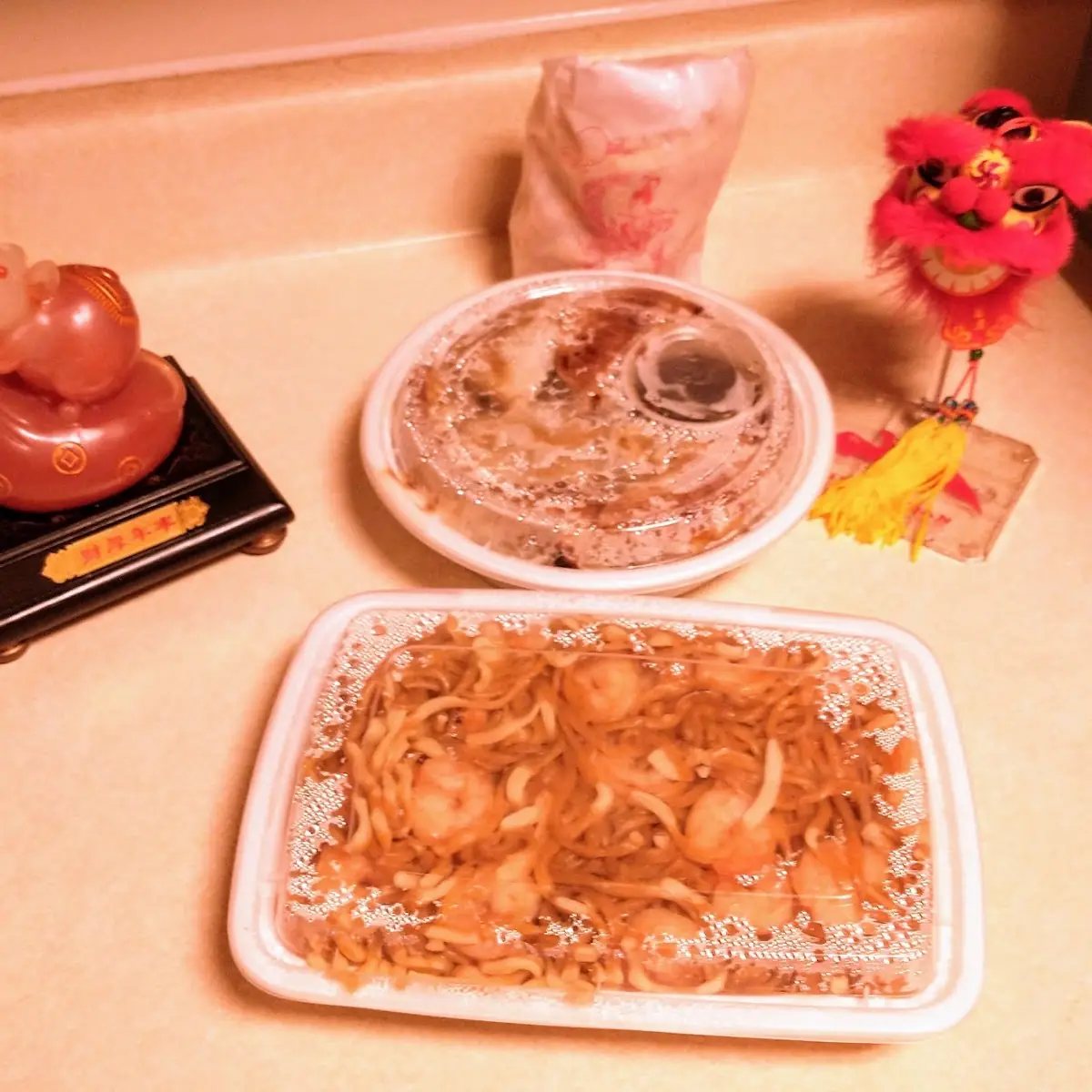 Shrimp Lo Mein and Fried Dumplings