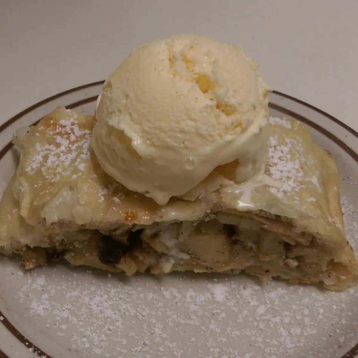 Homemade Apple Strudel with Vanilla Ice Creme